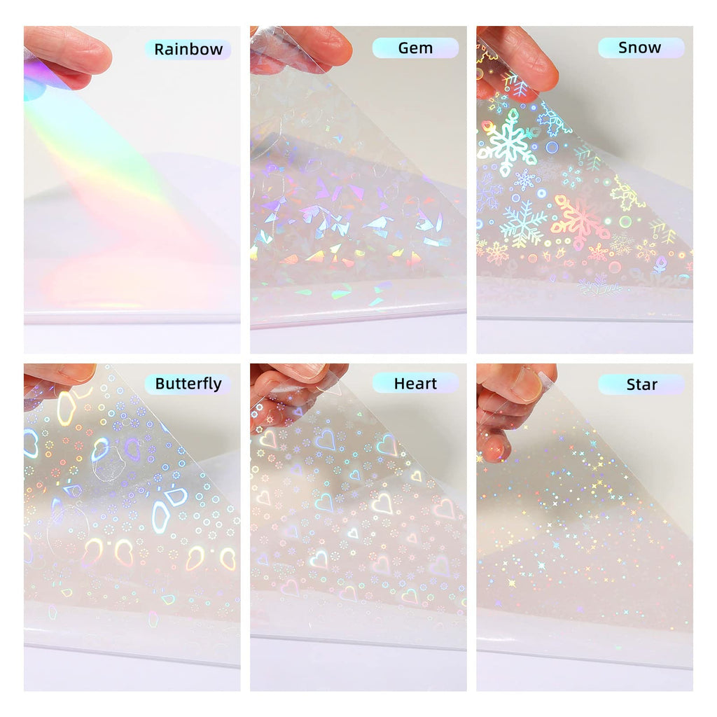 36 Sheets Holographic Laminating Sheets Clear Self Adhesive Sticker Paper