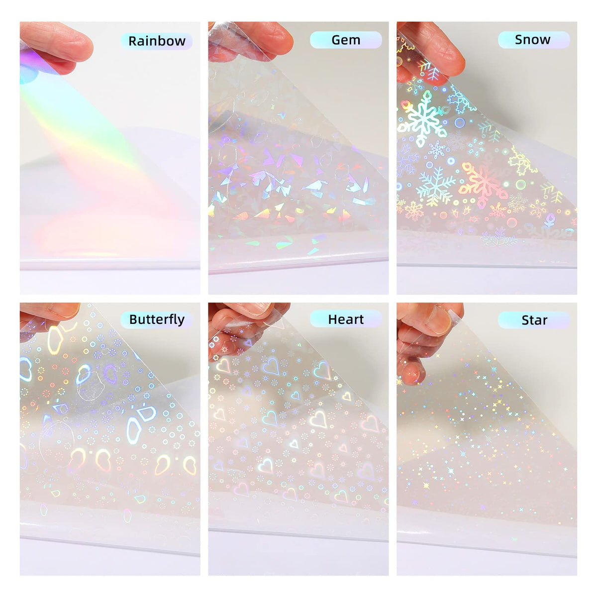 36 Sheets Holographic Laminating Sheets Clear Self Adhesive Sticker Paper