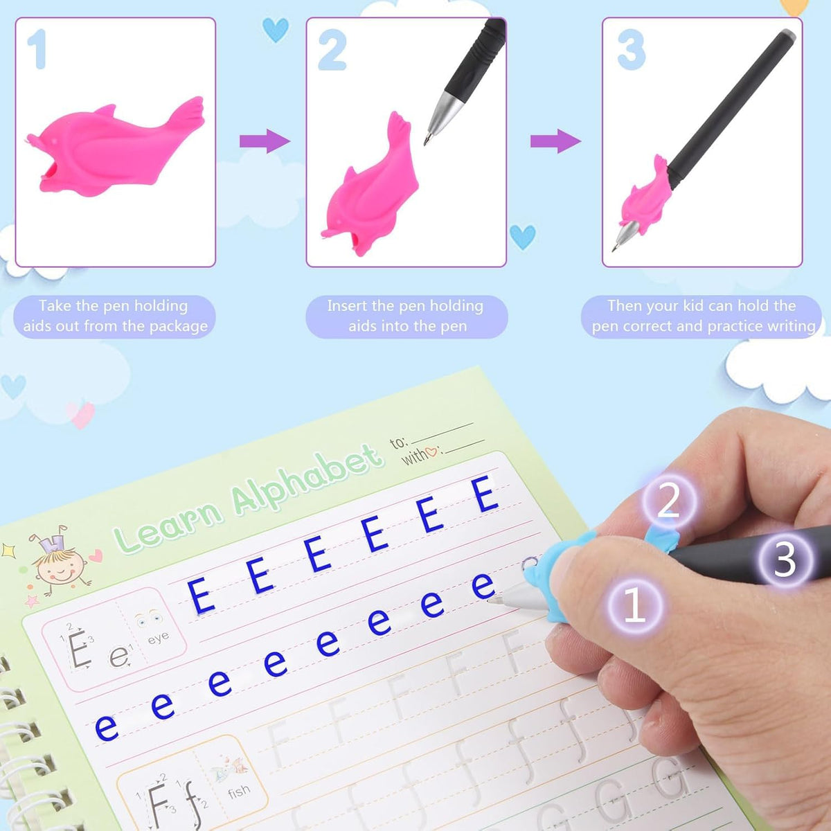 AALGO 30Pcs Magic Pens & Refills for Magic Grooved Writing Practice Workbooks,Disappearing Ink Pen for Handwriting Book,Magic Groove Pen for Cursive Handwriting Workbook or Tracing Books 3-5