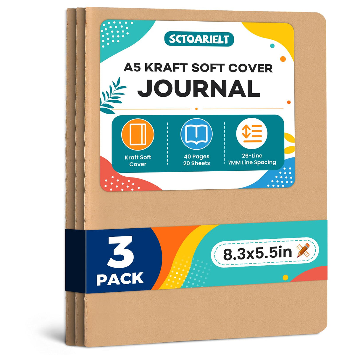 Sctoarielt: A5 Kraft Lined Notebook Set