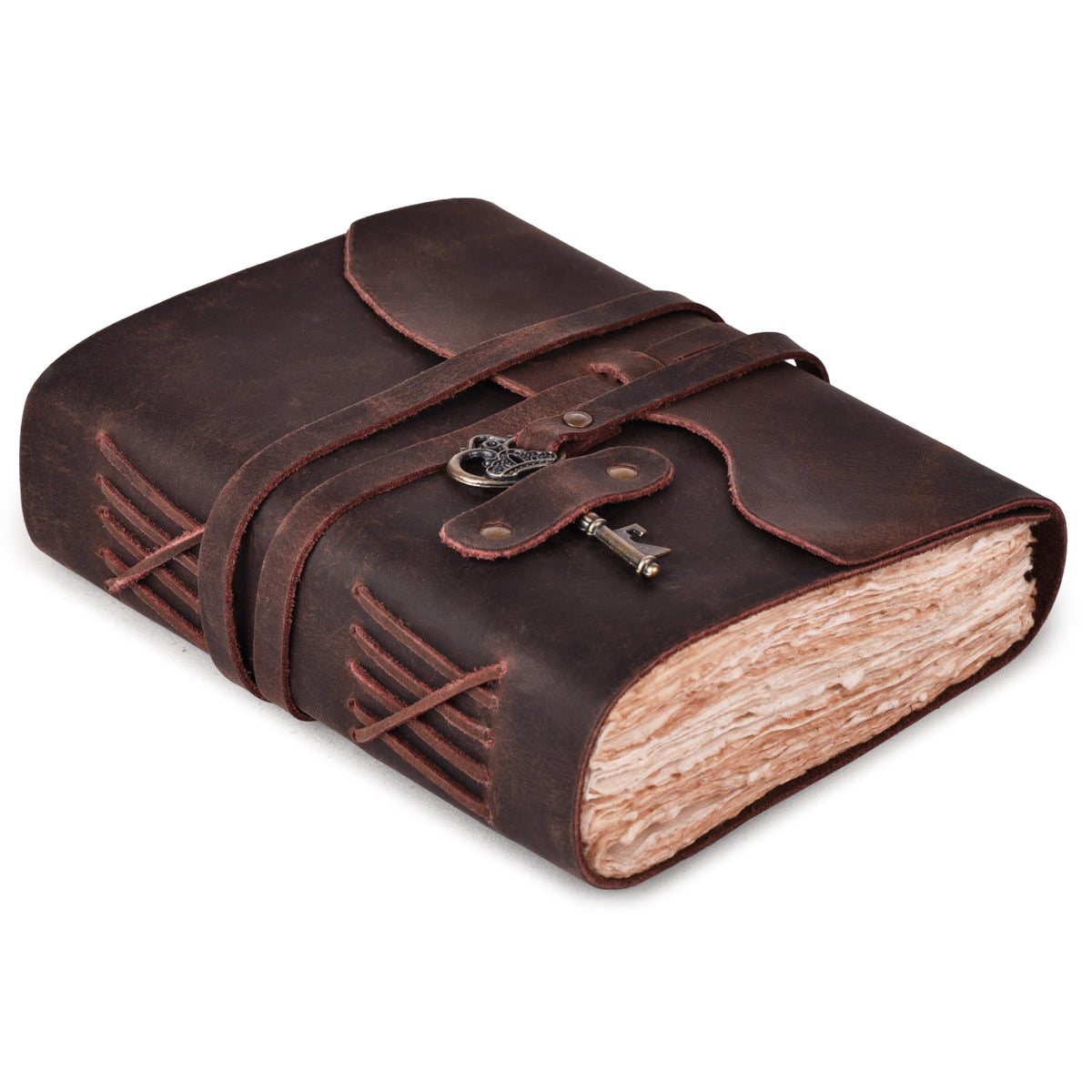 LEATHER VILLAGE Vintage Leather Journal Key Lock, Teal 6x4.