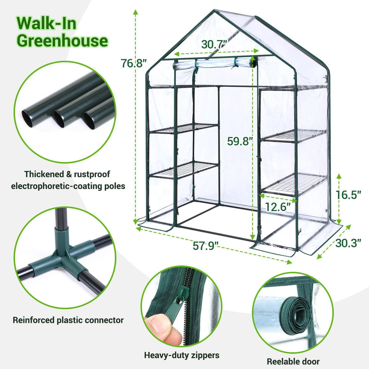 Ohuhu Plastic Greenhouse with 3–4 Tiers, Up to 22.56 Sq Ft