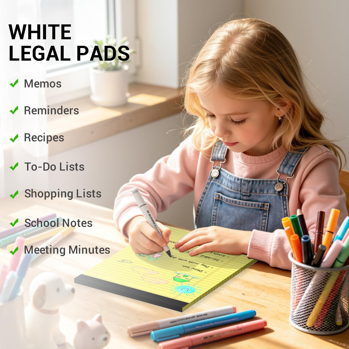 Colored Legal Pads 8.5 x 11, 3 Pack Notepads 8.5 x 11 Wide Ruled Note Pads