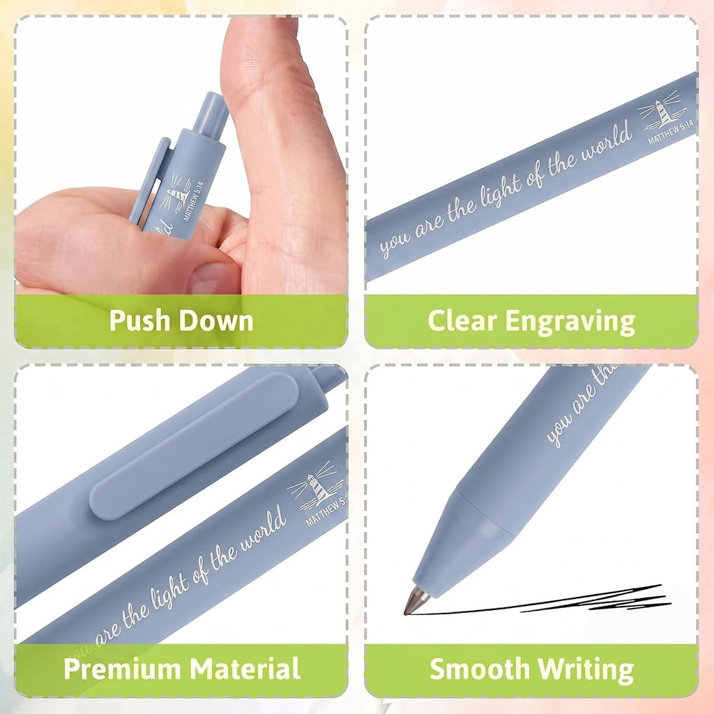 10Pack Bible Pens No Bleed Through, Christian Inspirational Ballpoint Pen