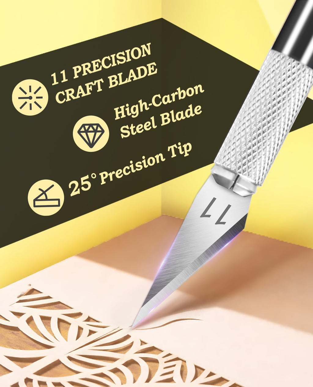 DIYSELF Craft Hobby Knife Set with 10 Extra #11 Blades, 6-Inch Metal Ruler