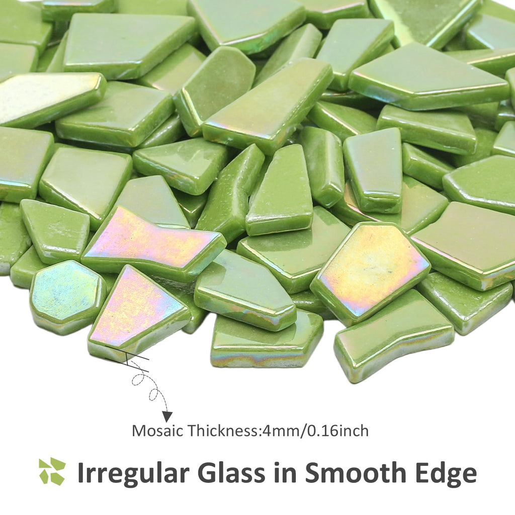 Iridescent Glass Mosaic Tiles for Crafts Bulk,200g Broken Mosaic Glass Pieces for DIY Home Garden Art Projects, Handmade Crafts & Decor
