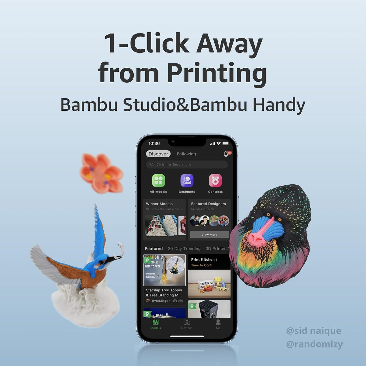 Bambu Lab A1 mini 3D Printer + LED Lamp Kit, Ready-to-Use for Beginners