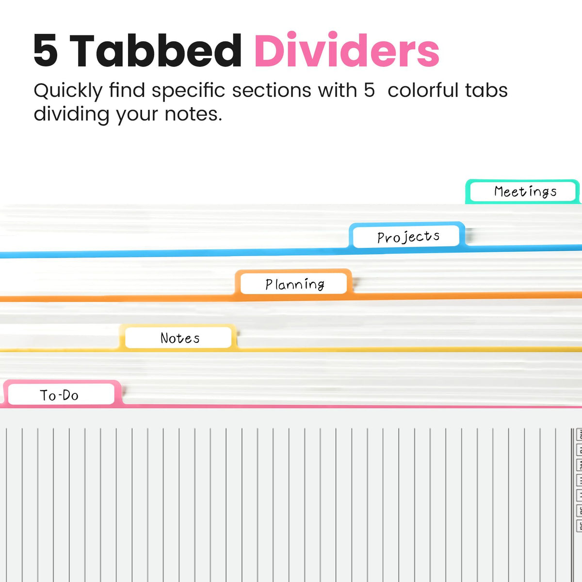 Taja Spiral Notebooks for Work 5 Subject Notebook with Removable Dividers