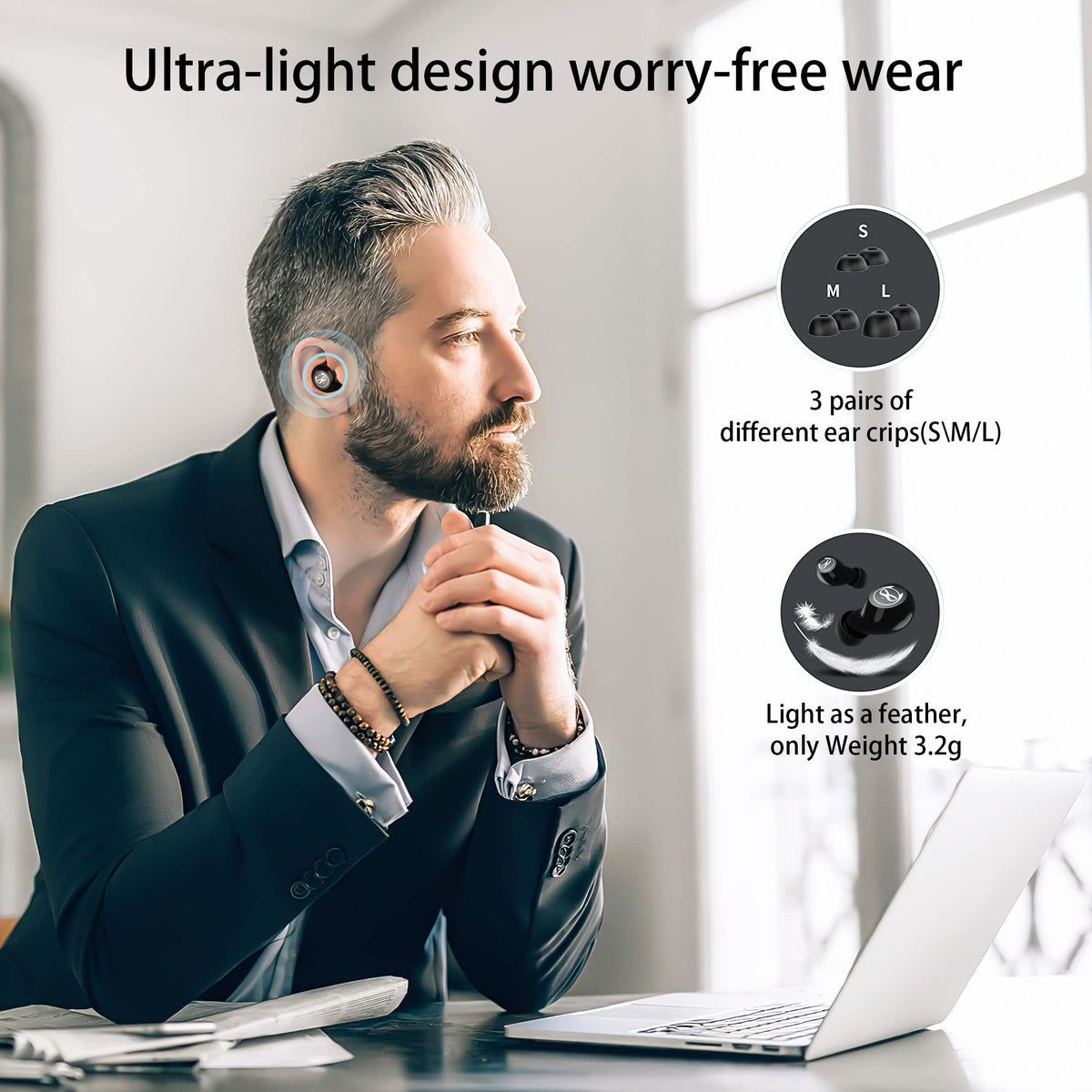 Wireless Earbuds for Kids, Headphones with Cute Panda Charging Case with Mic, Noise Cancelling,Typ-C, 3D Stereo Waterproof Bluetooth Buds for Sport & Outwork,3 x Ear caps(S,M,L)