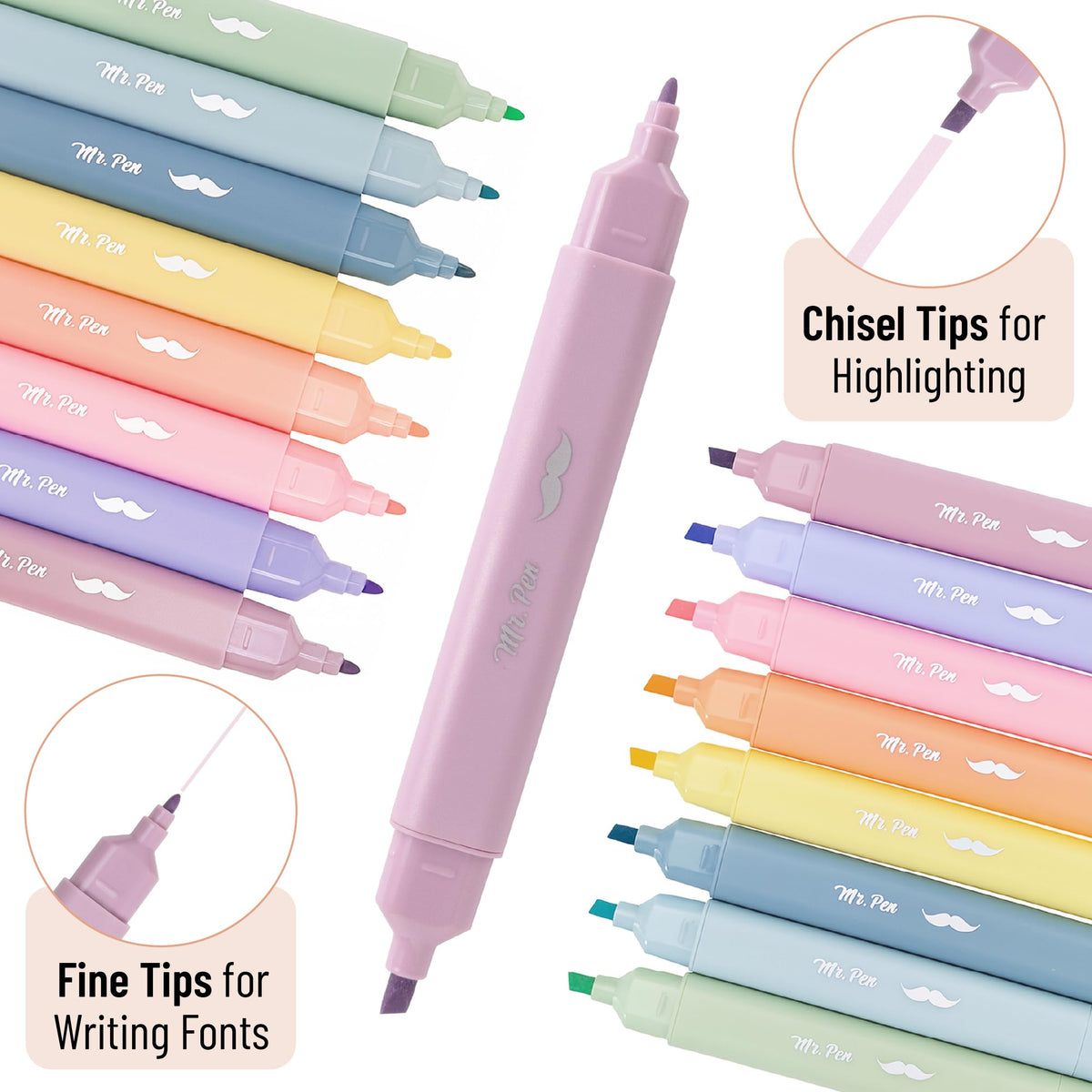 Mr. Pen- Dual Tip Bible Highlighters with Stand, 24 Pack