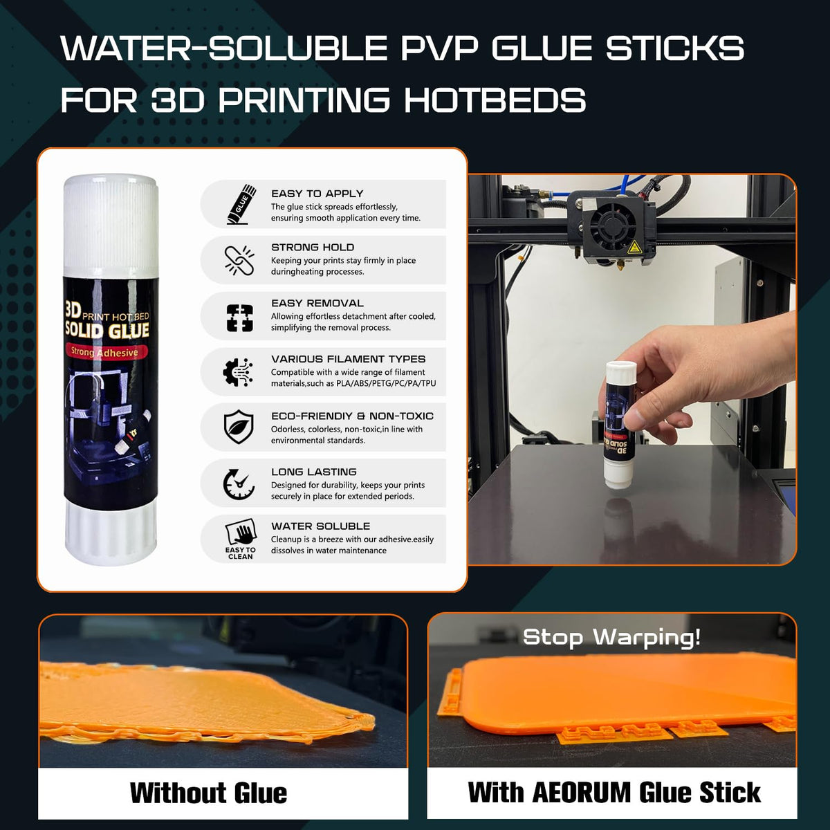 Essential 3D Printing Accessories Kit Includes 3D Printer Glue Sticks Adhesive for Hot Bed, 3D Printer Nozzle Cleaning Coating, Lubricant Grease, Suitable for All 3D Printers (6-Piece Set)