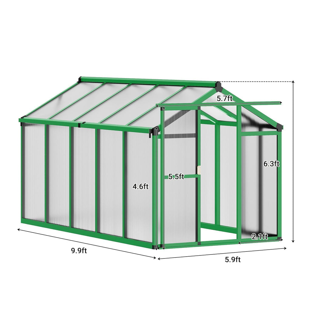 IDEALHOUSE Aluminum Polycarbonate Greenhouse (6×8 and 6×10 ft)