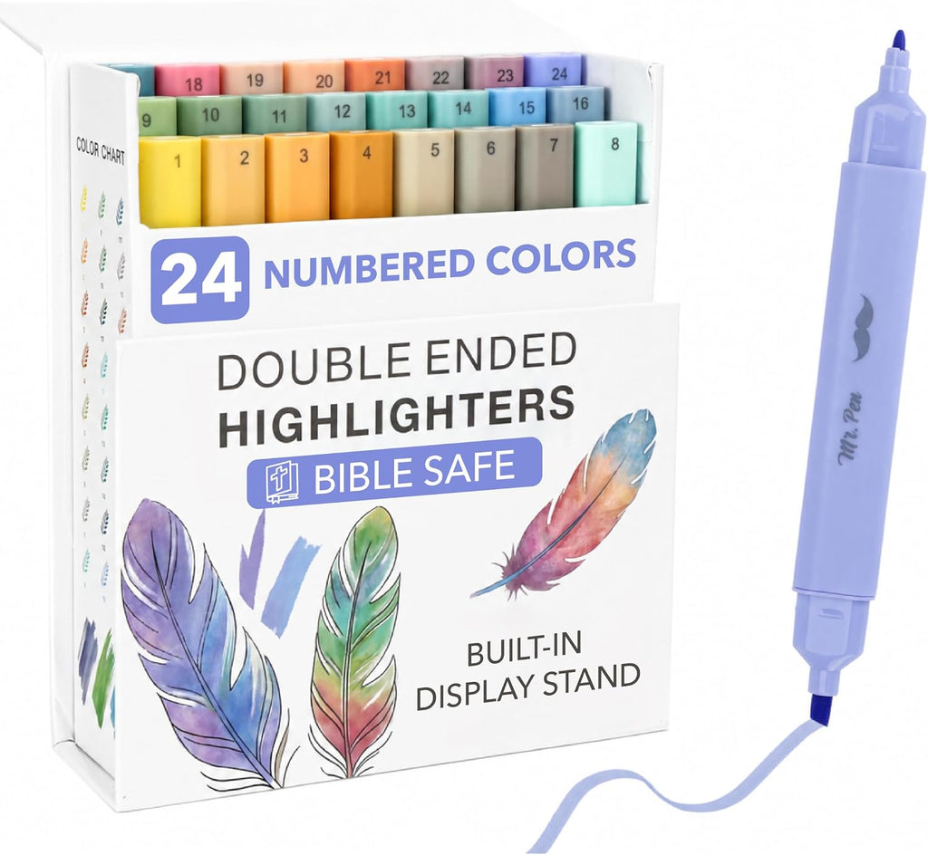 Mr. Pen- Dual Tip Bible Highlighters with Stand, 24 Pack