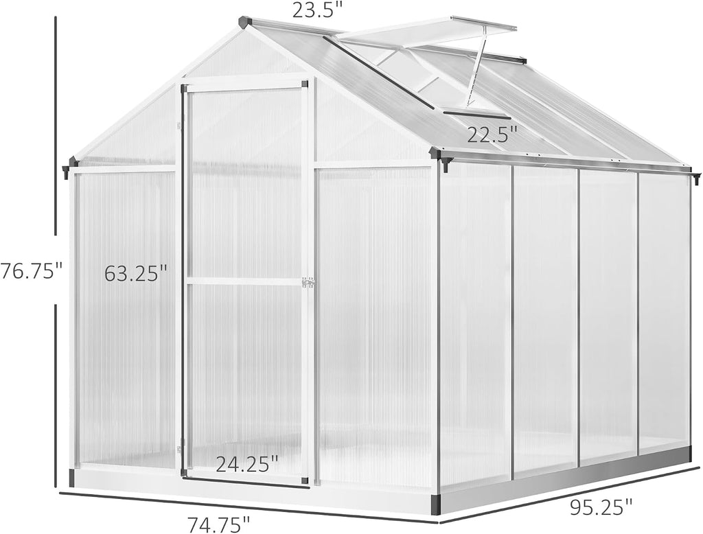 Outsunny Polycarbonate Greenhouse, Up to 60 Sq Ft (4 ft × 6 ft to 10 ft × 6 ft)