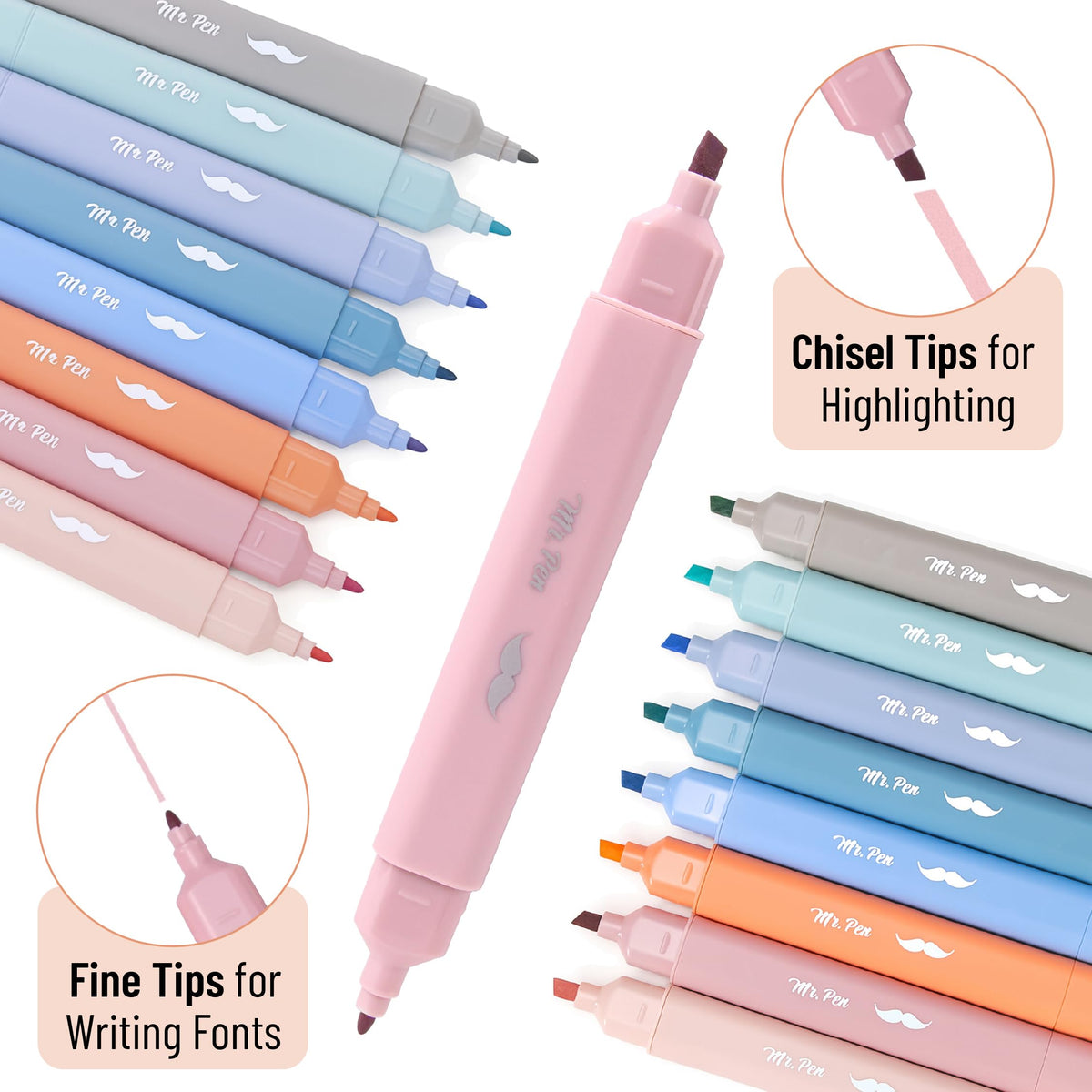 Mr. Pen- Dual Tip Bible Highlighters with Stand, 24 Pack