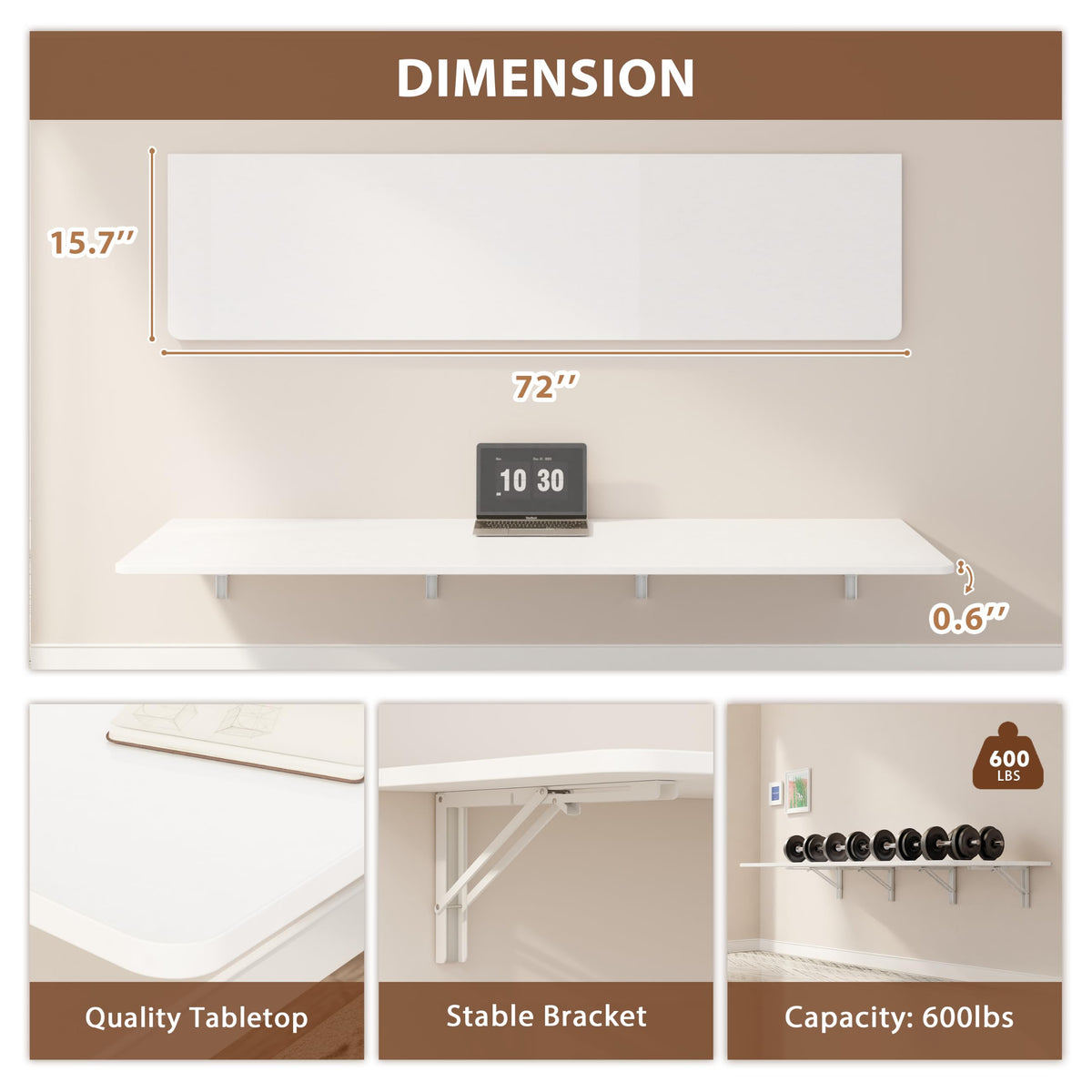 Dogsky Wall Mounted Folding Table 24x15.7 in - 100LB Capacity