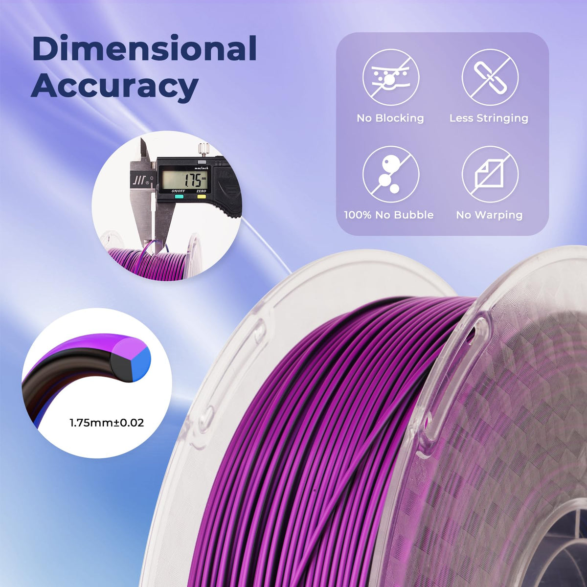 AMOLEN 3D PLA Printer Filament, 1.75mm Glow in The Dark Shiny Firefly Blue PLA Filament for 3D Printing, Best with UV Lamps, 1kg Spool (2.2lbs), Dimensional Accuracy +/- 0.02 mm, Fit Most 3D Printers