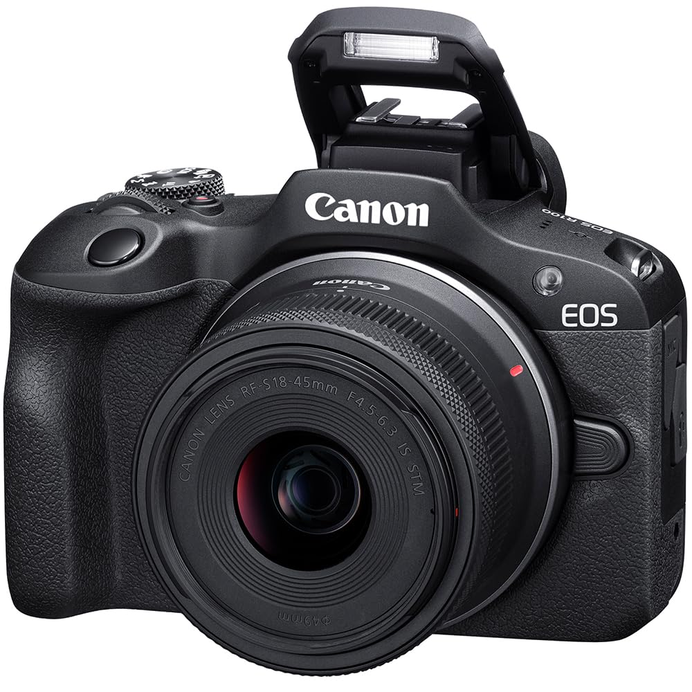 Canon EOS R100 Mirrorless Camera Body with RF-S 18-45mm F4.5-6.3 is STM Lens 6052C012 Bundle with Deco Gear Photography Bag + Microphone + Monopod + Software & Accessories Kit
