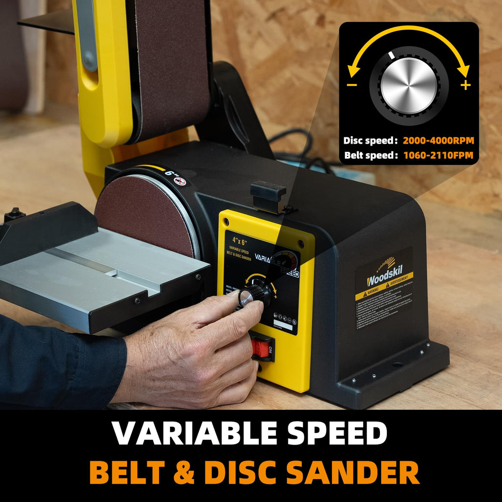 Woodskil 4.3A Belt Disc Sander Combo for Woodworking,4x36" Belt,6" Disc