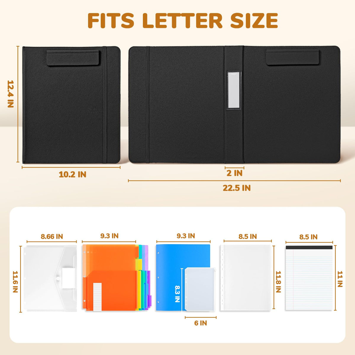 JoyCat 3 Ring Binder Clipboard with Storage, 5 Folders, Dark Blue