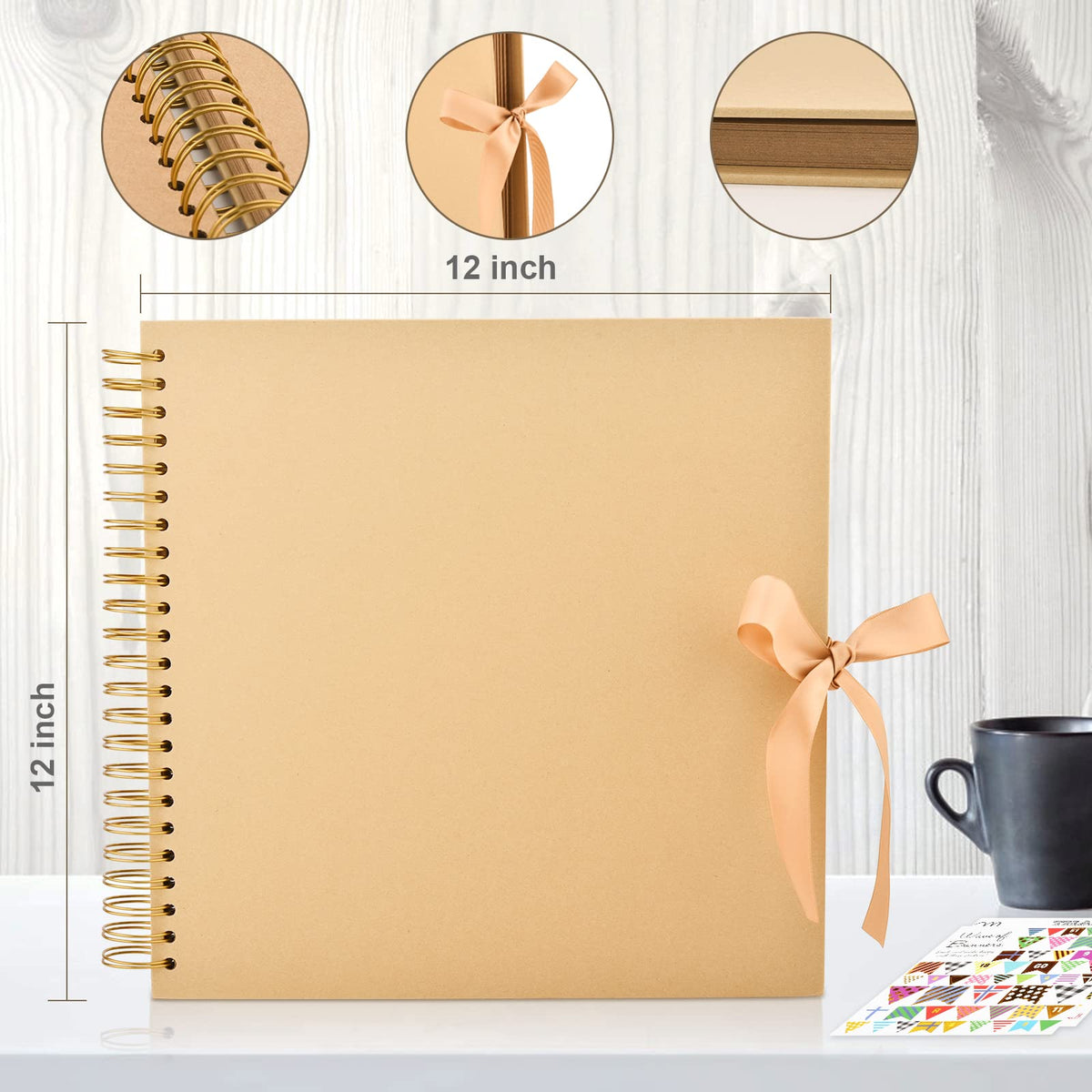 Gotideal 80 Pages Scrapbook Album with 10 Metallic Markers, Black