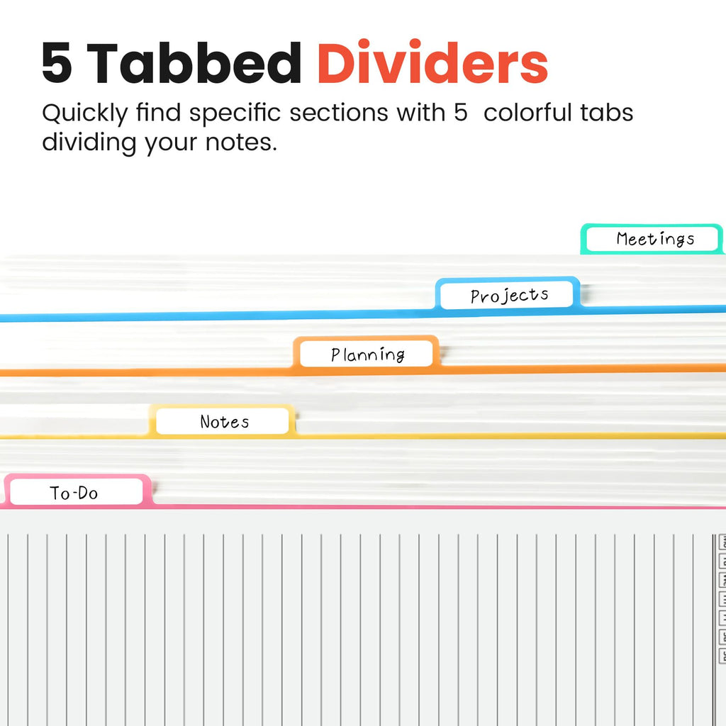 Taja Spiral Notebooks for Work 5 Subject Notebook with Removable Dividers