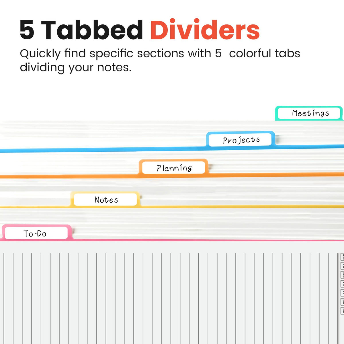 Taja Spiral Notebooks for Work 5 Subject Notebook with Removable Dividers