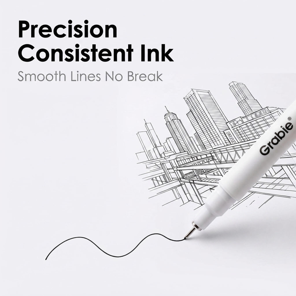 Grabie Micro Fineliner Pens, 10 Multicolor Waterproof Drawing Pens