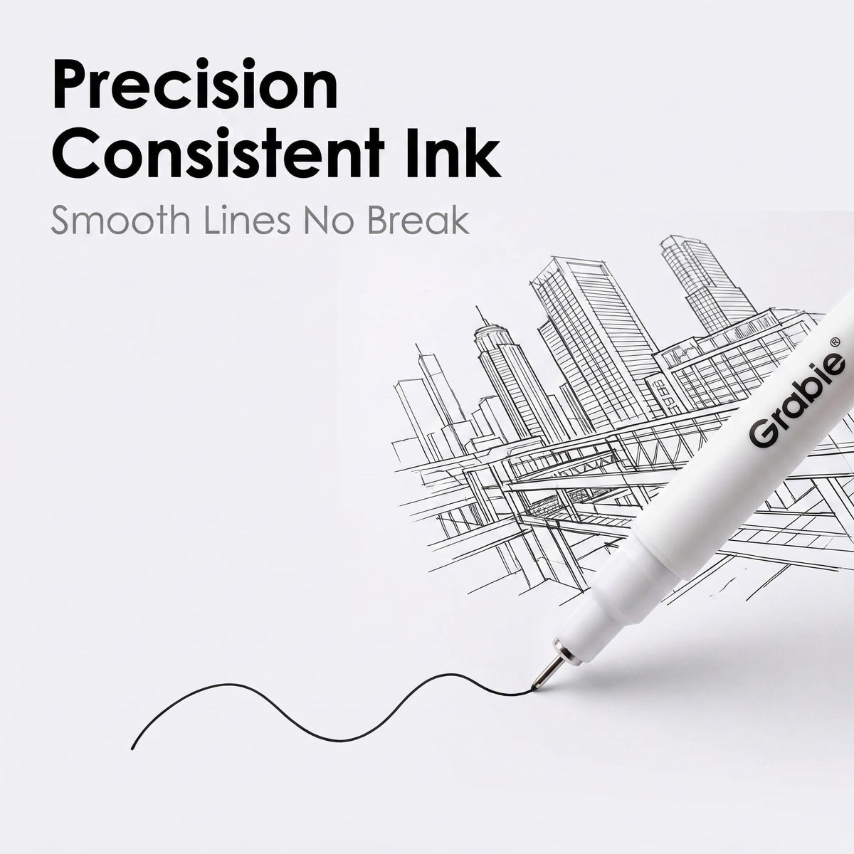 Grabie Micro Fineliner Pens, 10 Multicolor Waterproof Drawing Pens