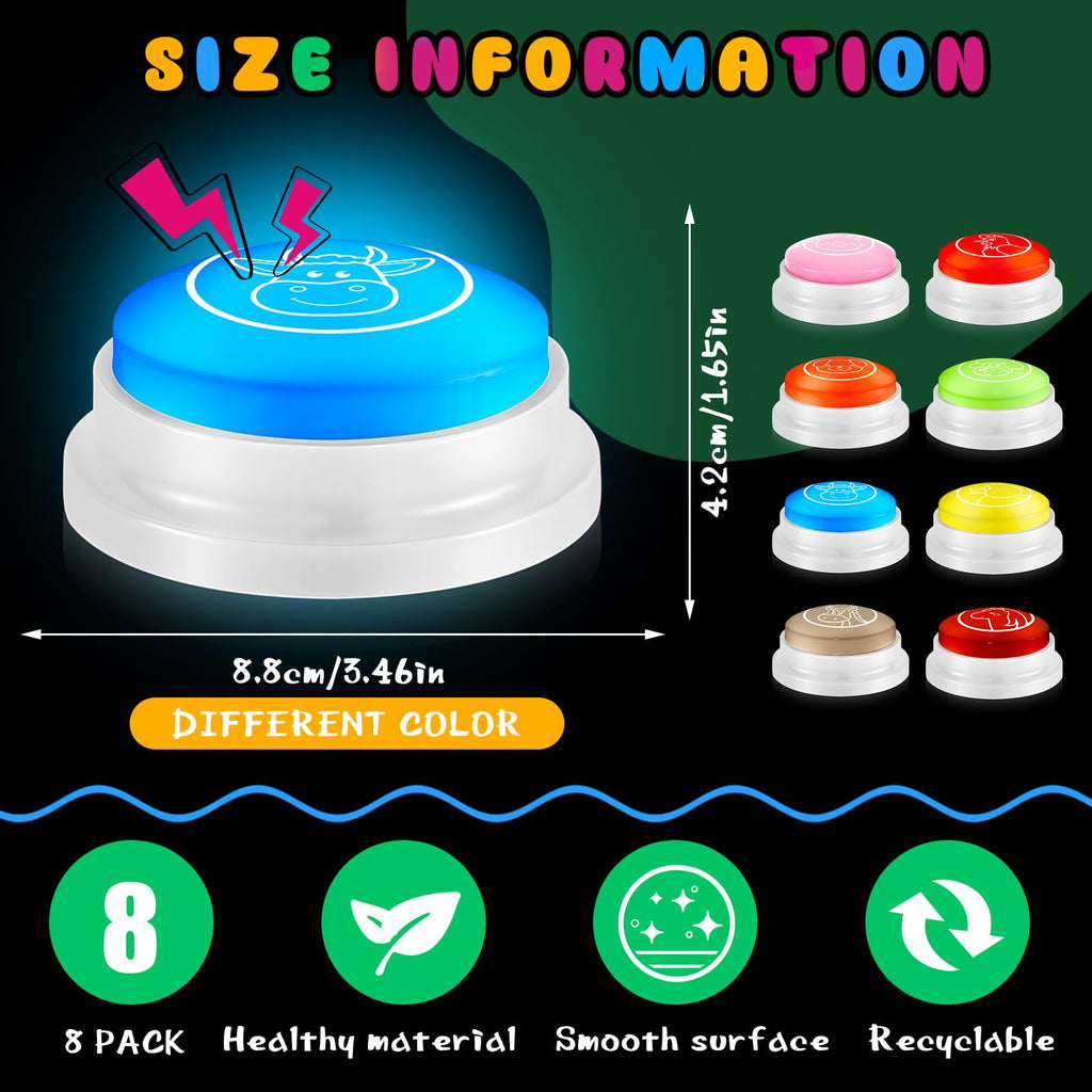 Syhood 8 Pcs Animal Sounds Buzzer for Trivia, Classic Style