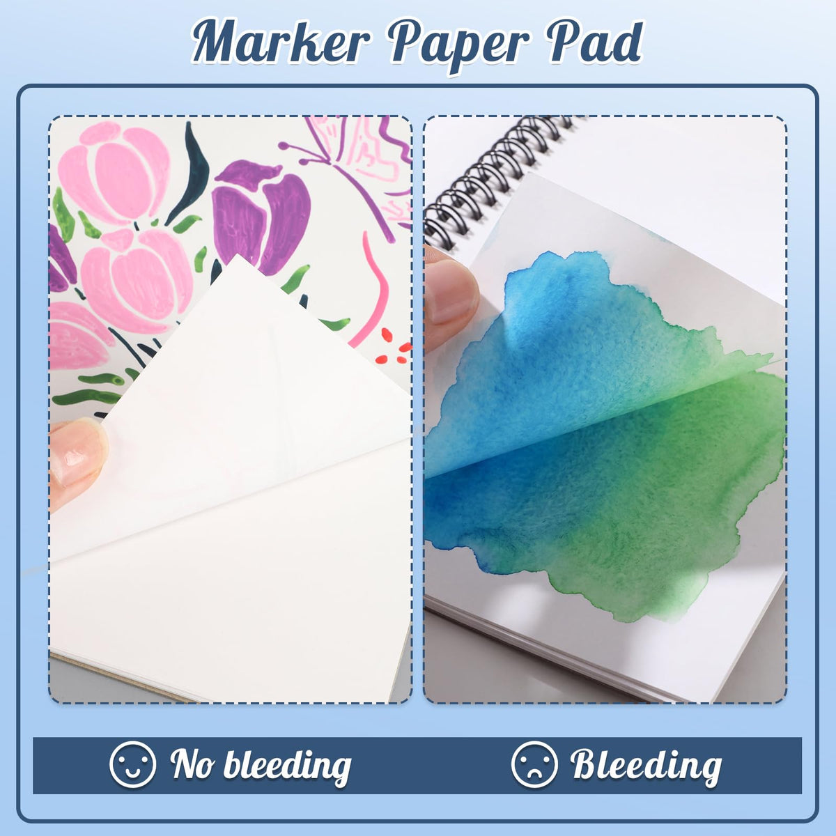 50 Sheets Marker Paper Pad, 7.6 × 7.6 in, 120gsm Alcohol Marker Paper