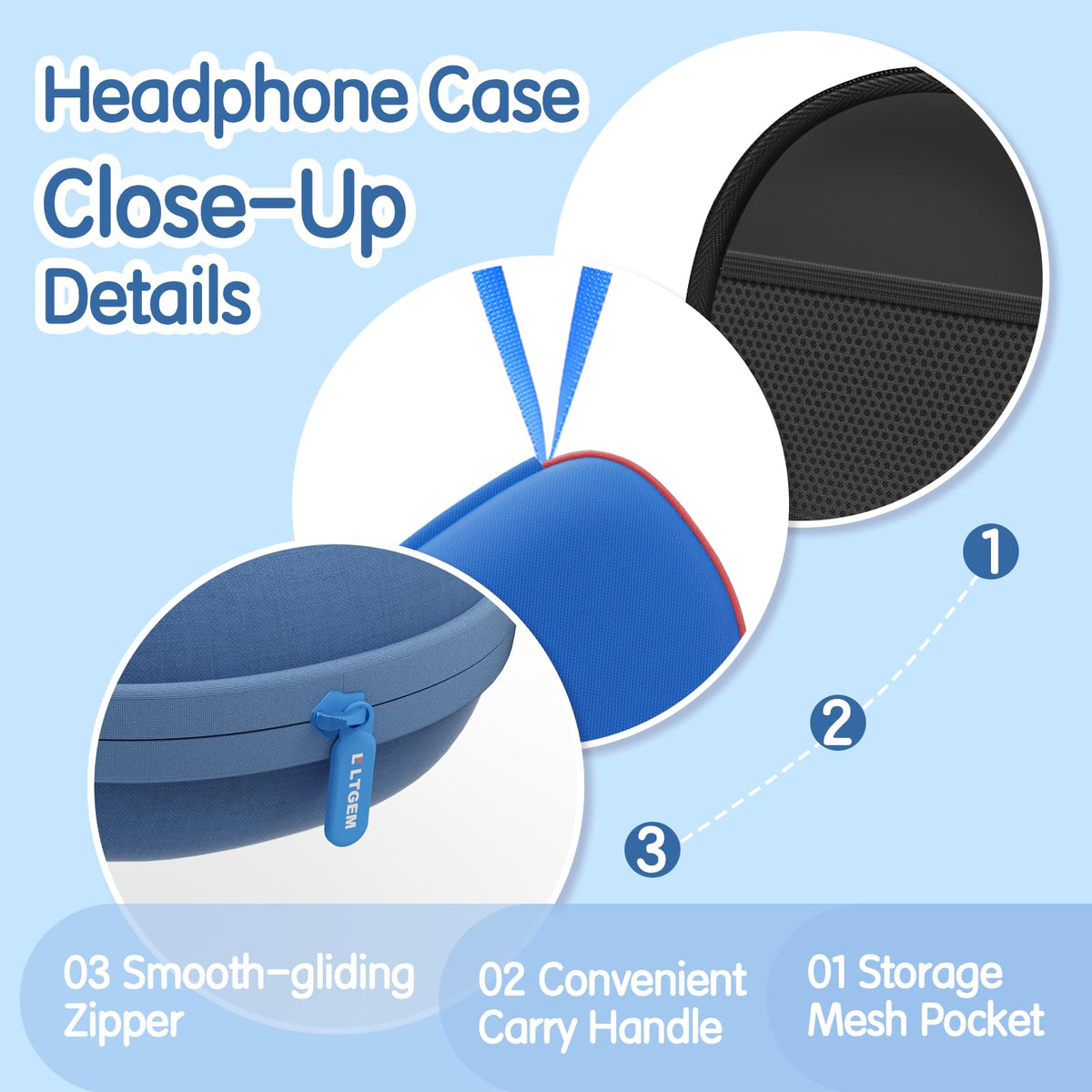 Kids Headphones Case for Folding Headphone, Black (Case Only)