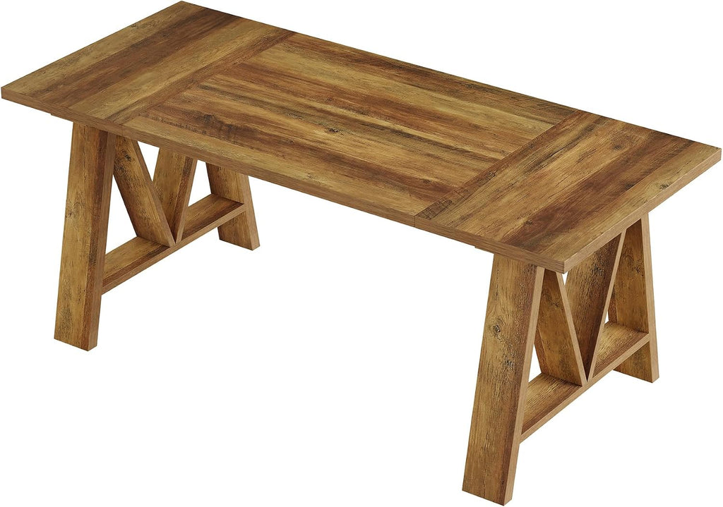 Tribesigns: 63" Farmhouse Executive Desk with A-Frame Legs (Brown)