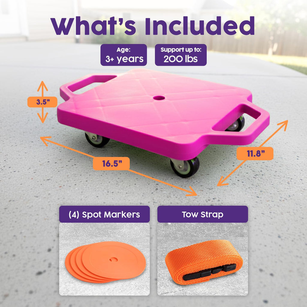 Hurtle Heavy Duty Gym Floor Scooter Board with Safety Handles - PE & Sensory Equipment