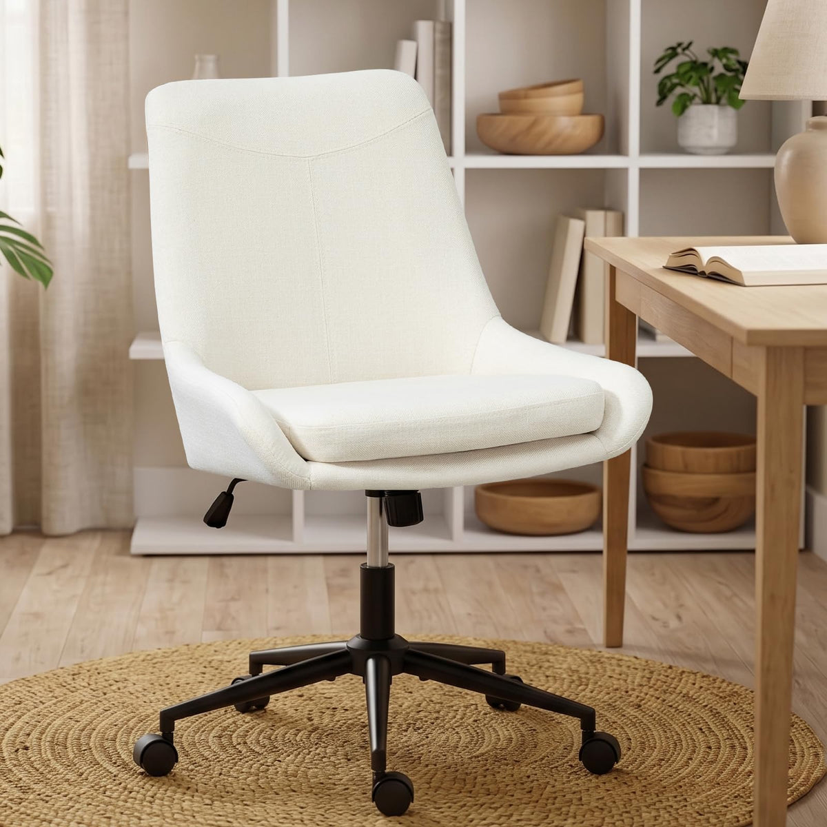 EGSEAT Adjustable Armless Linen Study Chair, Blue