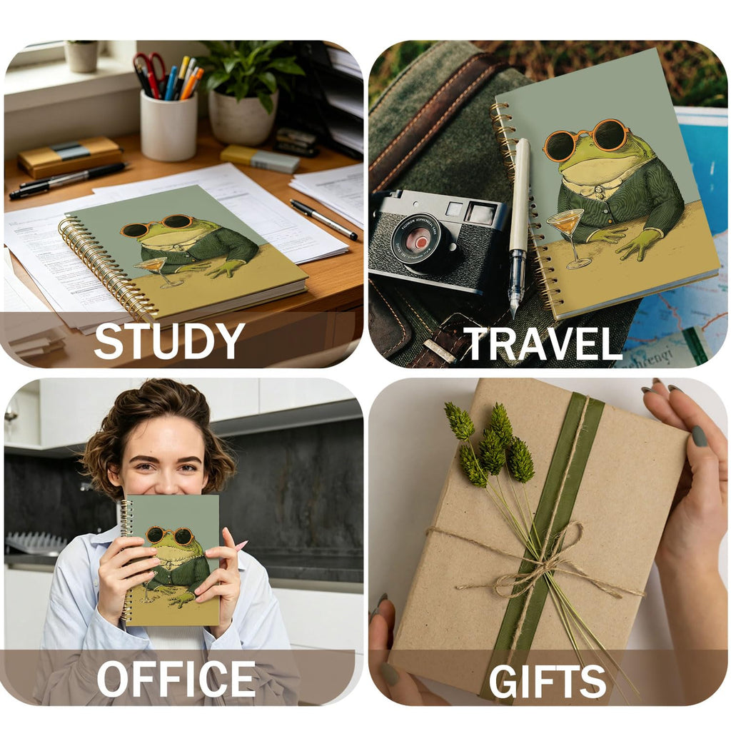 Frog Notebook, Frog Office Supplies, Cute Spiral Journal for Teens