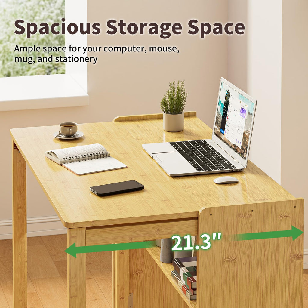 Dezyfurni Bamboo Folding Student Desk with Storage