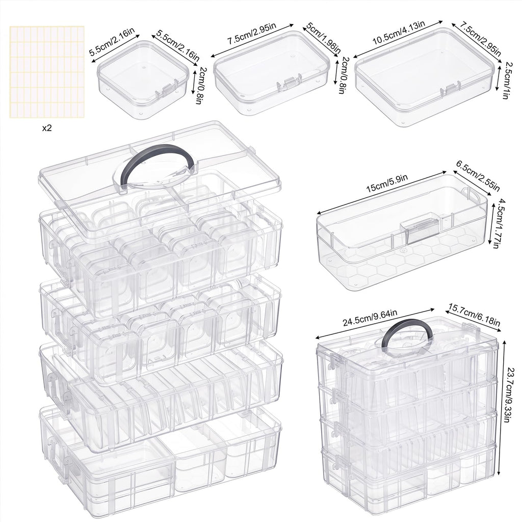 Bead Organizer 3 Tier 30 grid Stackable Craft Tackle Storage Container