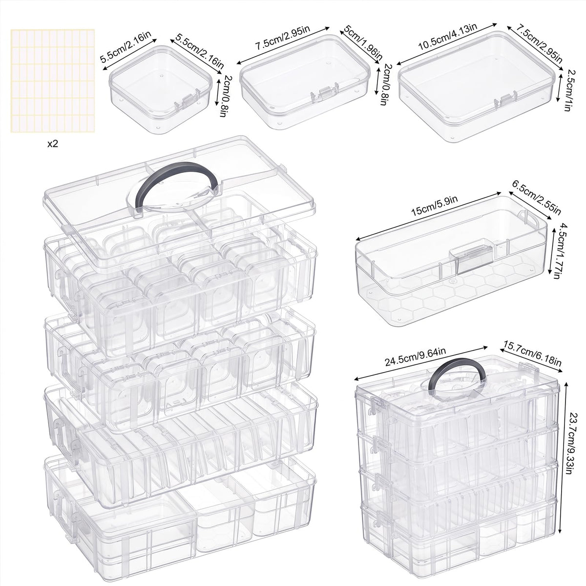Bead Organizer 3 Tier 30 grid Stackable Craft Tackle Storage Container