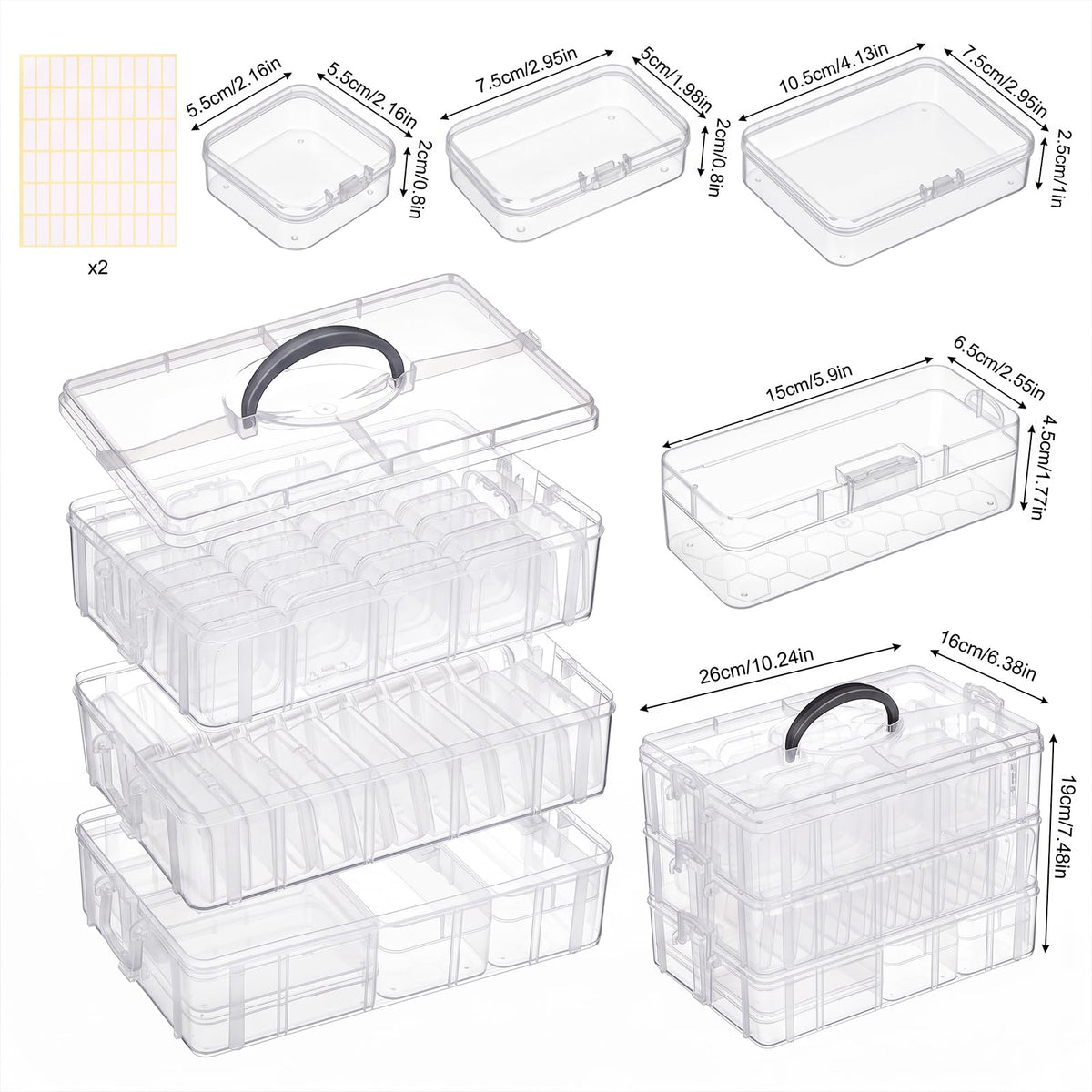 Bead Organizer 3 Tier 30 grid Stackable Craft Tackle Storage Container