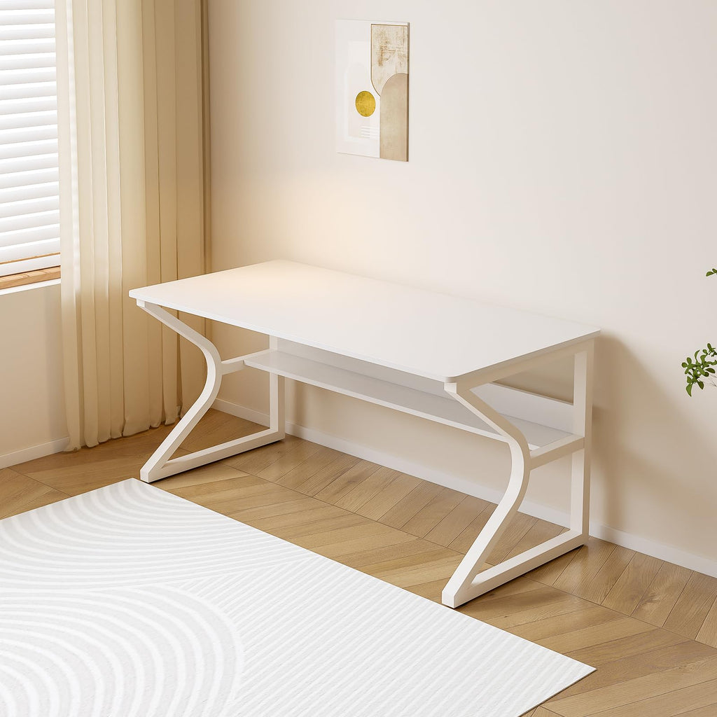 OSCHF 63-Inch Two-Student Desk with Storage Shelf