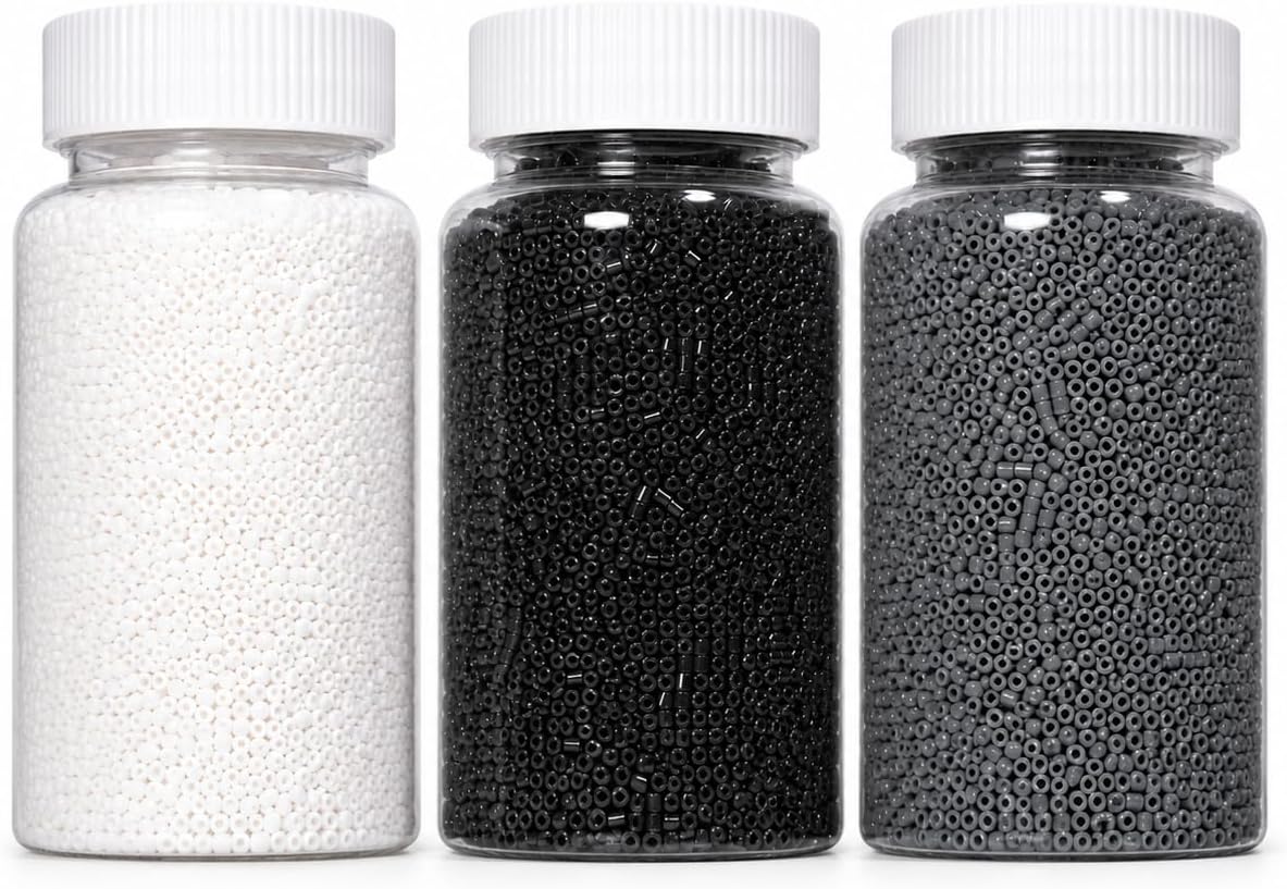 30000PCS+ 2.6mm Fuse Beads Refill Kit, 3 Neutral Colors Black White Grey 1W+/Colors Iron Beads in Storage Bottles, Standard Size Melty Beads for DIY Crafts, Pixel Art and Creative Art Projects