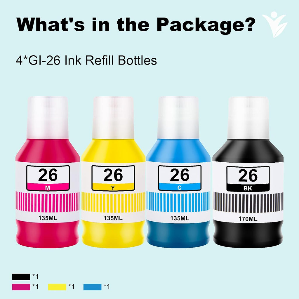 GI-26 GX7021 GX4020 Ink Refill Bottle Compatible for Canon 26 Ink