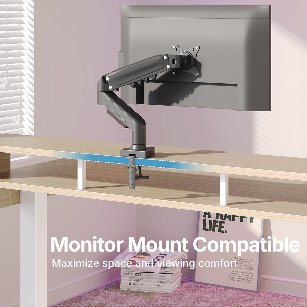 HUANUO 55″ x 26″ Electric Standing Desk with 2 Drawers &24.4″ Large Keyboard Tray, C-Clamp Mount Compatible, Adjustable Computer Desk for Office, Sit Stand Up Desk with 4 Height Presets, Light Walnut