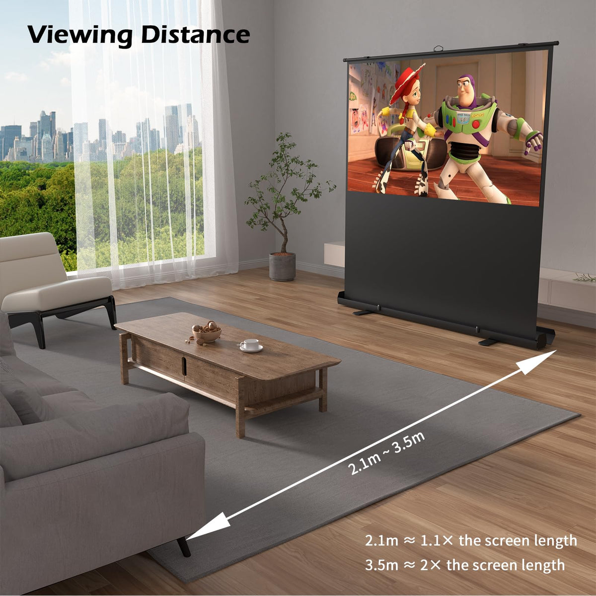 Projector Screen with Stand, 80 Inch Portable Projector Screen Outdoor Indoor, 1.2 Gain Fiberglass Projection Screen, 16:9 Outdoor Movie PVC Screen with Carrying Bag for Movie Night(White Screen)