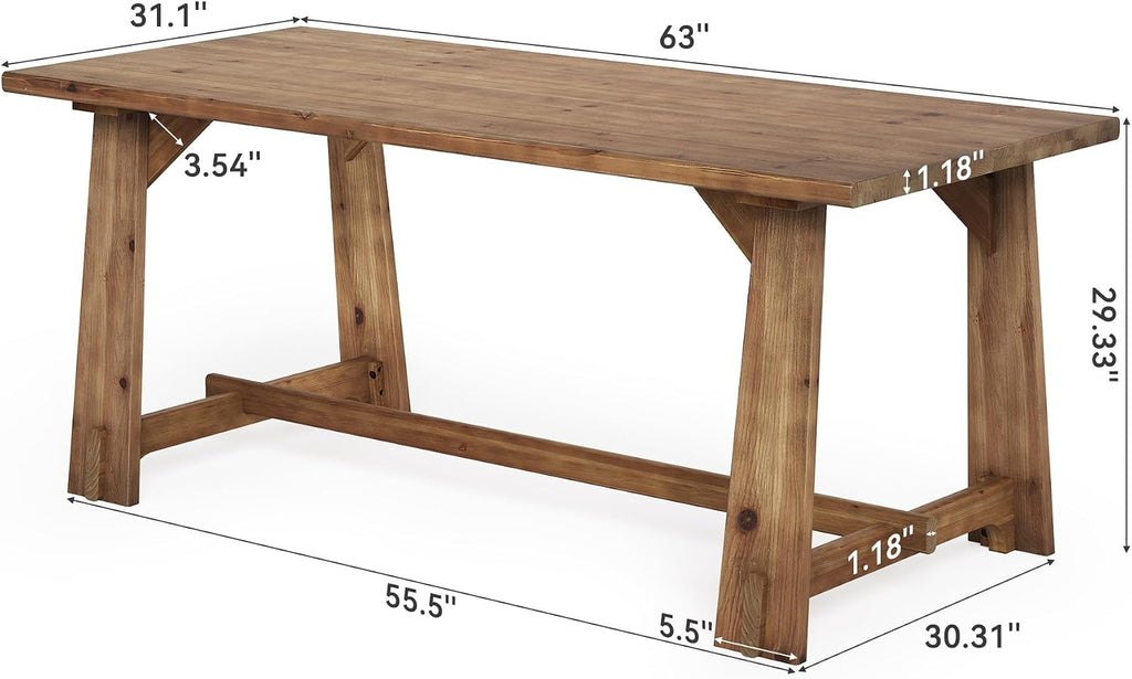 LITTLE TREE 63-Inch Solid Wood Student Desk, Rustic Brown