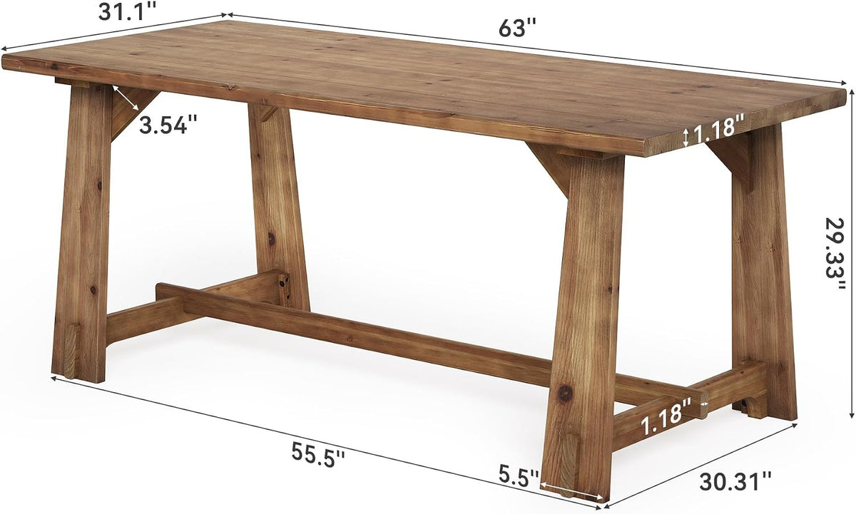 LITTLE TREE 63-Inch Solid Wood Student Desk, Rustic Brown