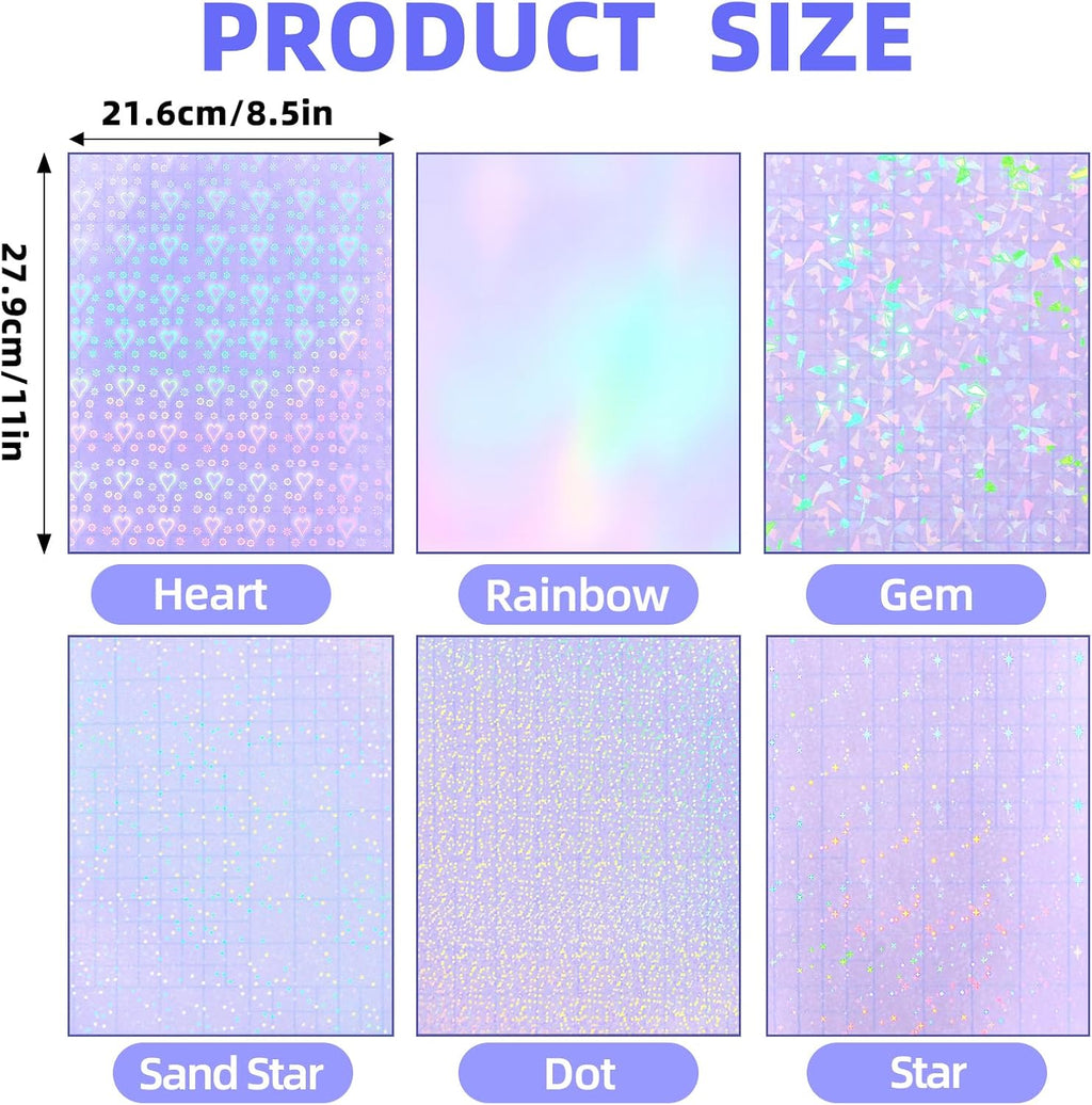 36 Sheets Holographic Laminating Sheets Clear Self Adhesive Sticker Paper