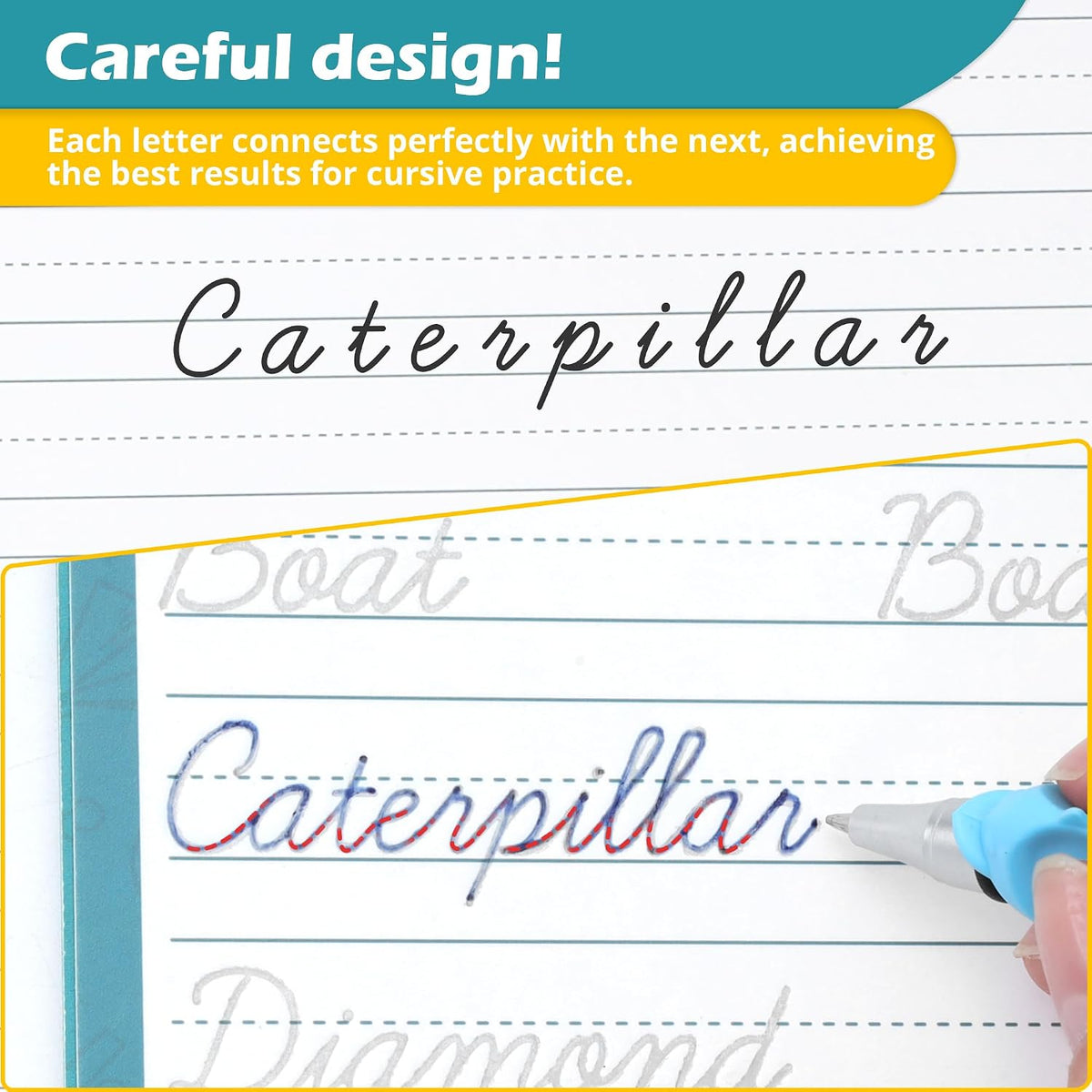 Grooved Cursive Handwriting Workbook for Kids-Reusable Magic Practice Book