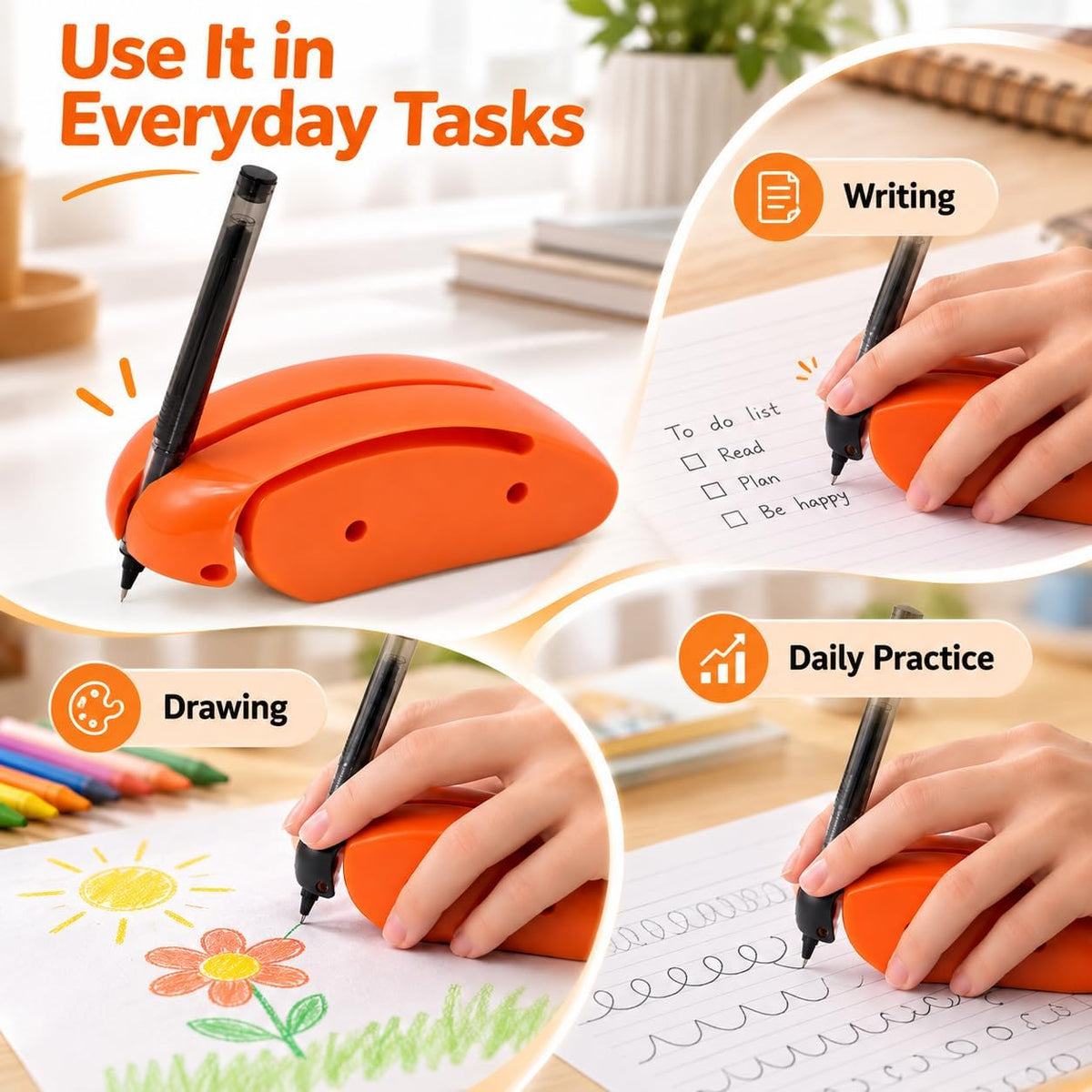 1 PC Adaptive Writing Aid, Assistive Writing Device Orange